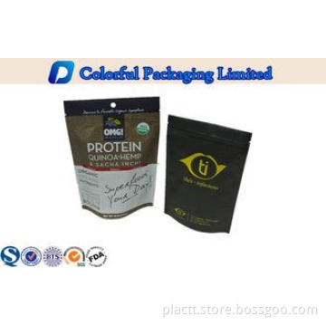 250g , 500g Foil Lined Matte Black Stand up Pouch for calci